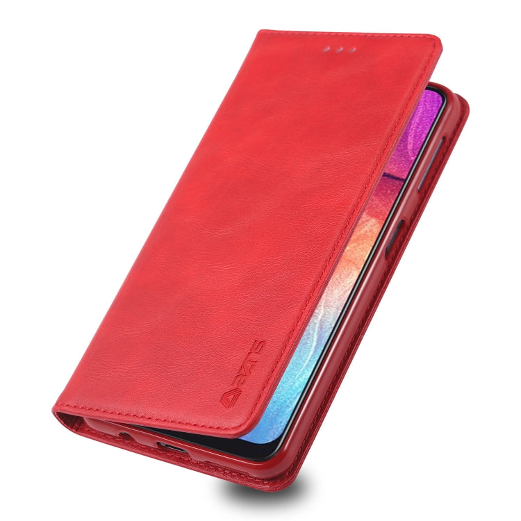 For Galaxy A50 AZNS Retro Texture Magnetic Horizontal Flip PU Leather Case with Holder & Card Slots & Photo Frame