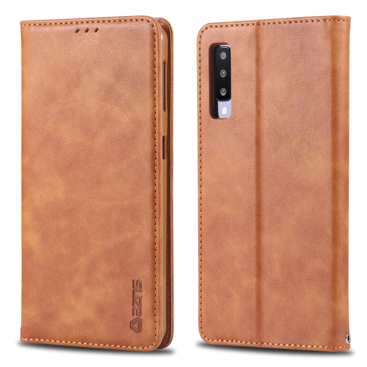 For Galaxy A50 AZNS Retro Texture Magnetic Horizontal Flip PU Leather Case with Holder & Card Slots & Photo Frame