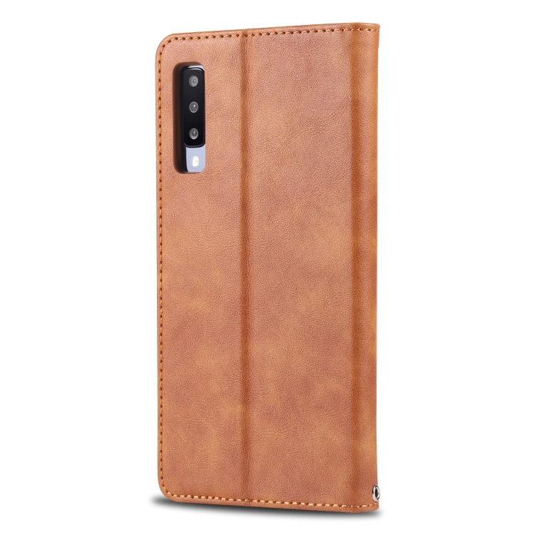 For Galaxy A50 AZNS Retro Texture Magnetic Horizontal Flip PU Leather Case with Holder & Card Slots & Photo Frame