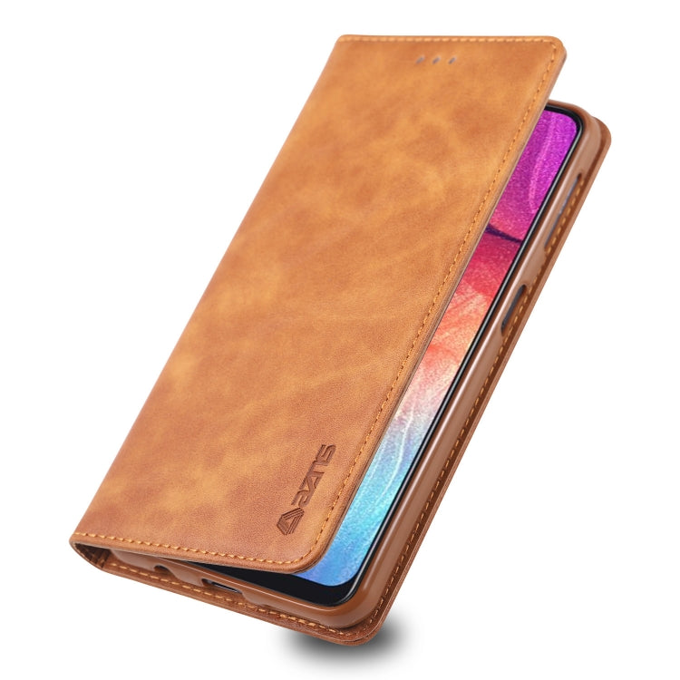 For Galaxy A50 AZNS Retro Texture Magnetic Horizontal Flip PU Leather Case with Holder & Card Slots & Photo Frame