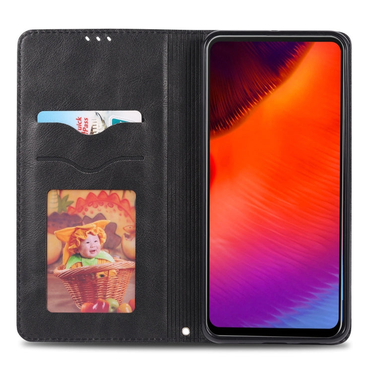 For Galaxy A60 / M40 AZNS Retro Texture Magnetic Horizontal Flip PU Leather Case with Holder & Card Slots & Photo Frame