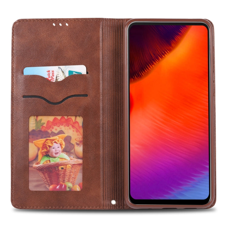 For Galaxy A60 / M40 AZNS Retro Texture Magnetic Horizontal Flip PU Leather Case with Holder & Card Slots & Photo Frame