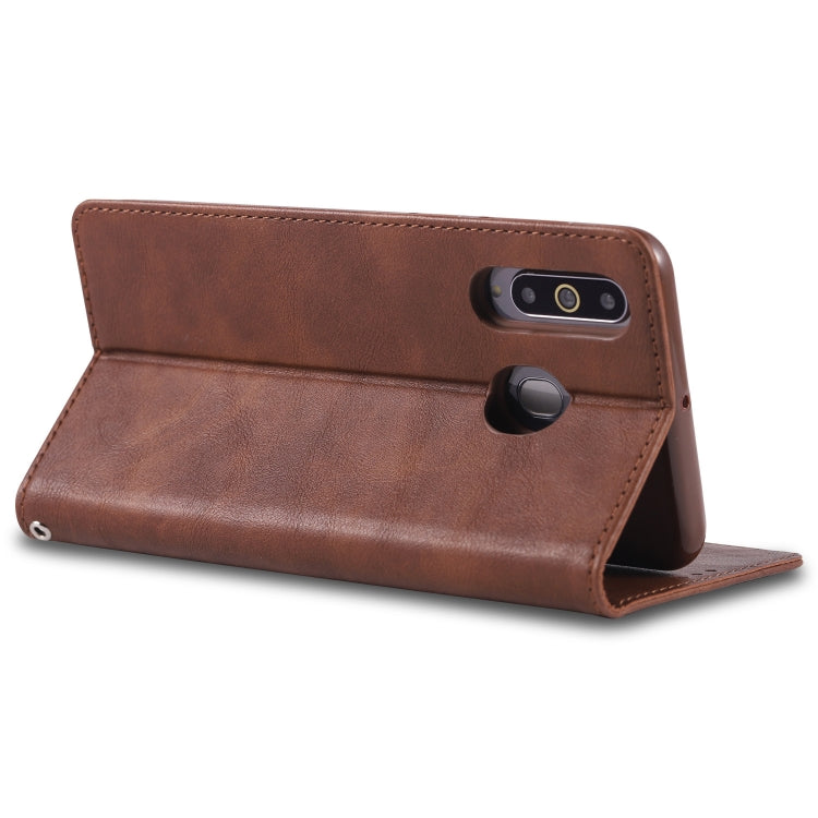For Galaxy A60 / M40 AZNS Retro Texture Magnetic Horizontal Flip PU Leather Case with Holder & Card Slots & Photo Frame