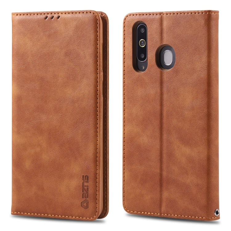For Galaxy A60 / M40 AZNS Retro Texture Magnetic Horizontal Flip PU Leather Case with Holder & Card Slots & Photo Frame