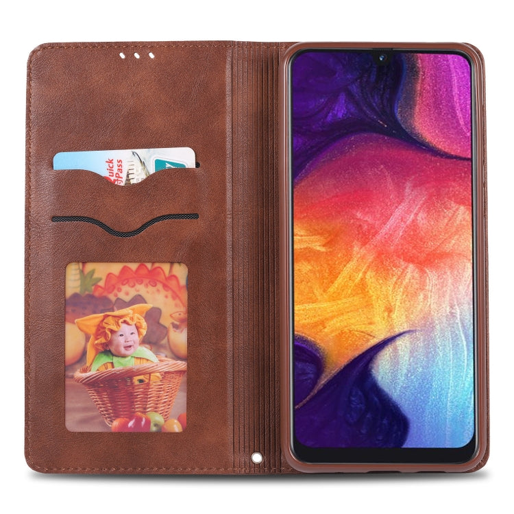For Galaxy A70 / A7 2019 AZNS Retro Texture Magnetic Horizontal Flip PU Leather Case with Holder & Card Slots & Photo Frame