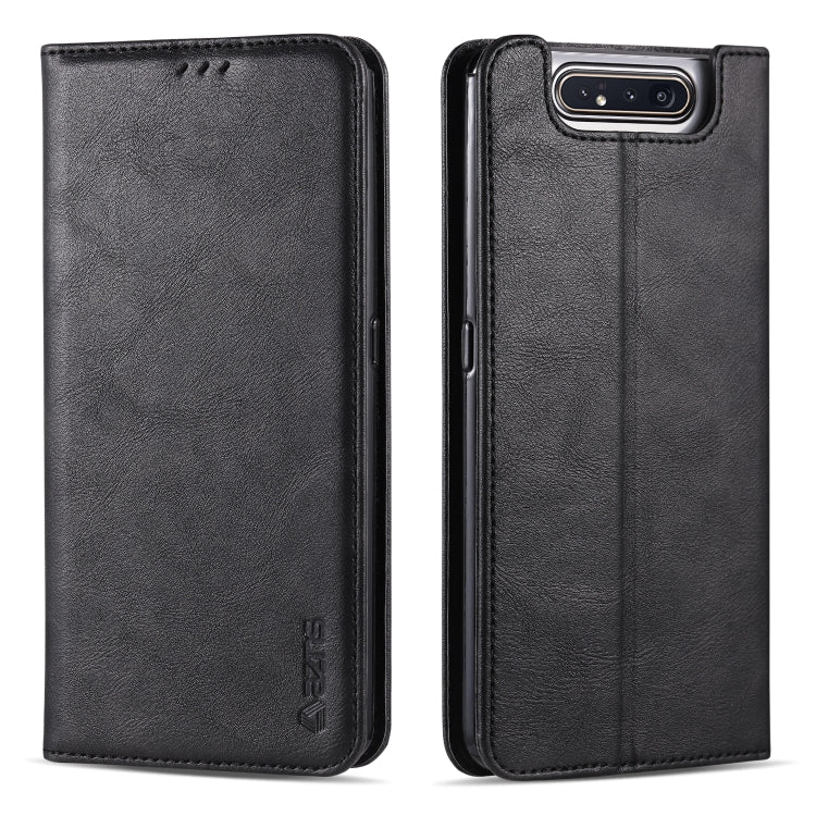 For Galaxy A80 / A90 AZNS Retro Texture Magnetic Horizontal Flip PU Leather Case with Holder & Card Slots & Photo Frame