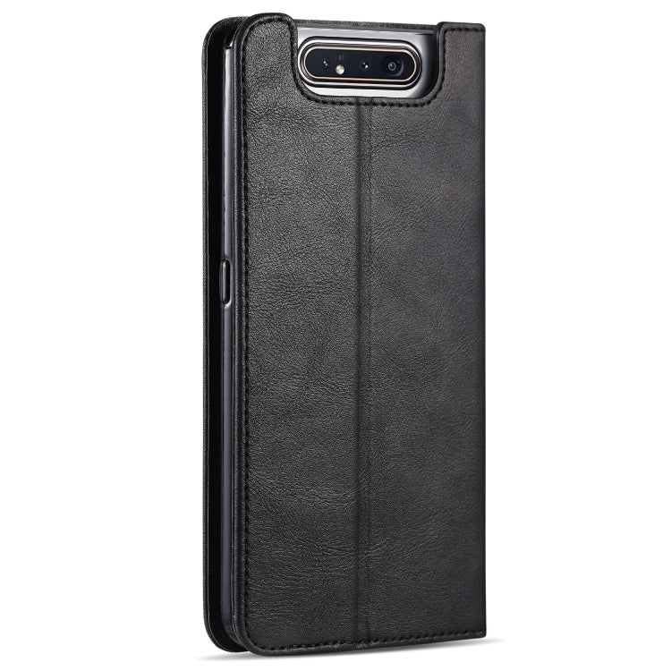For Galaxy A80 / A90 AZNS Retro Texture Magnetic Horizontal Flip PU Leather Case with Holder & Card Slots & Photo Frame