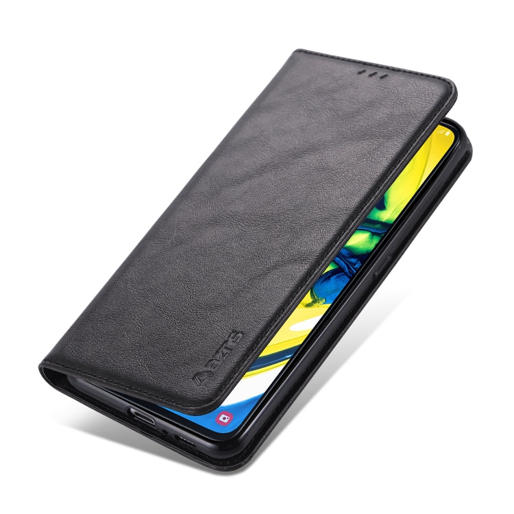 For Galaxy A80 / A90 AZNS Retro Texture Magnetic Horizontal Flip PU Leather Case with Holder & Card Slots & Photo Frame