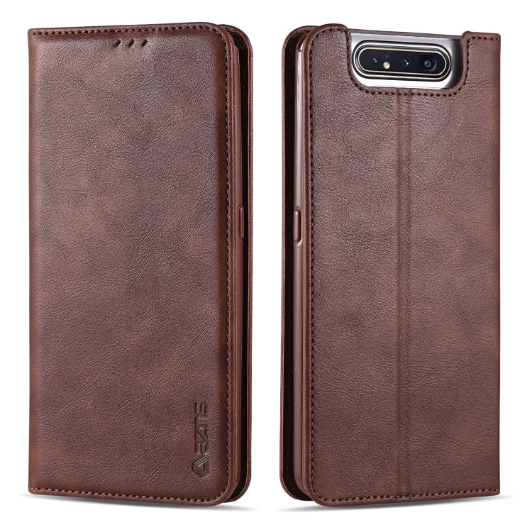 For Galaxy A80 / A90 AZNS Retro Texture Magnetic Horizontal Flip PU Leather Case with Holder & Card Slots & Photo Frame