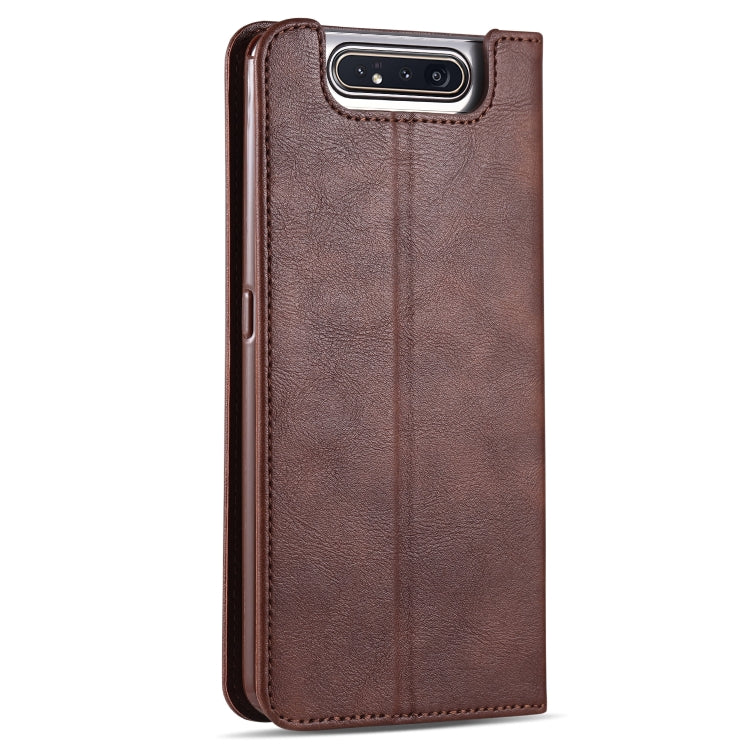 For Galaxy A80 / A90 AZNS Retro Texture Magnetic Horizontal Flip PU Leather Case with Holder & Card Slots & Photo Frame