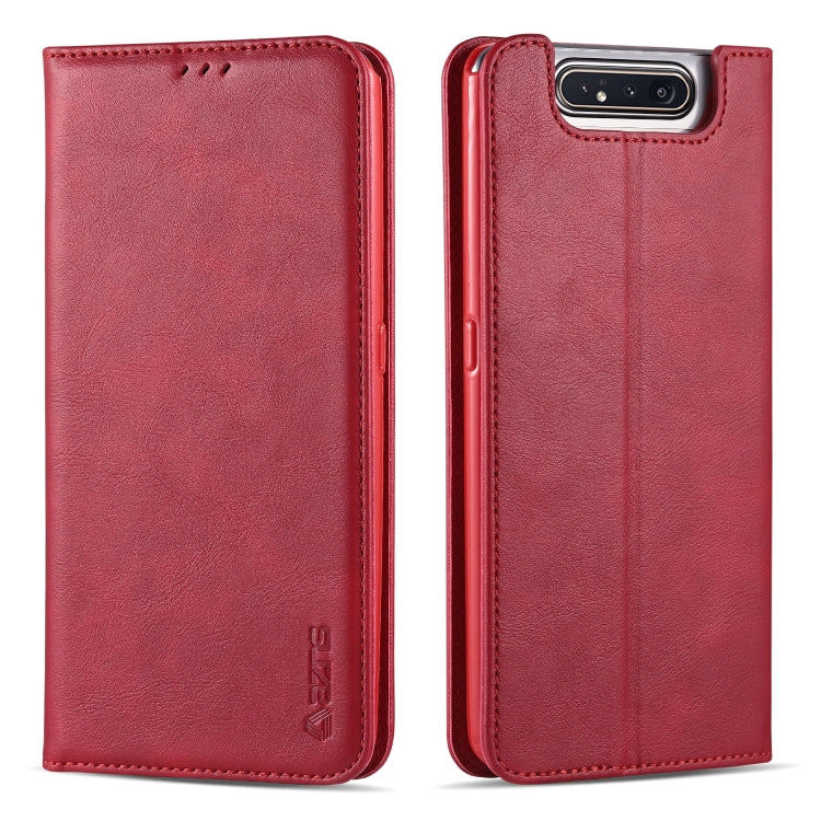 For Galaxy A80 / A90 AZNS Retro Texture Magnetic Horizontal Flip PU Leather Case with Holder & Card Slots & Photo Frame