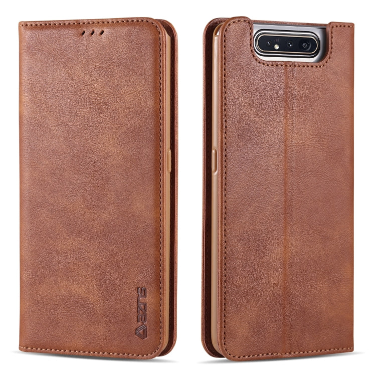 For Galaxy A80 / A90 AZNS Retro Texture Magnetic Horizontal Flip PU Leather Case with Holder & Card Slots & Photo Frame
