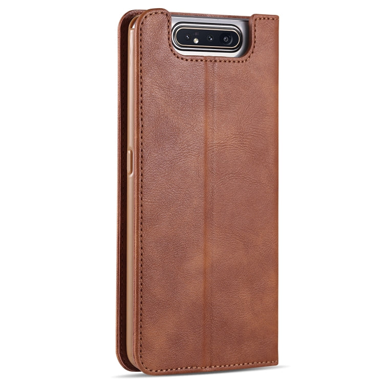 For Galaxy A80 / A90 AZNS Retro Texture Magnetic Horizontal Flip PU Leather Case with Holder & Card Slots & Photo Frame