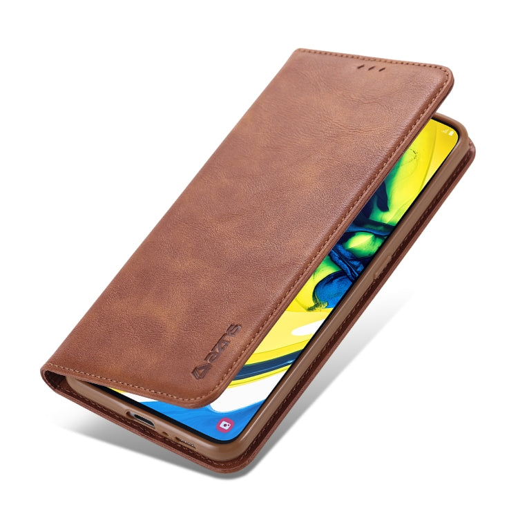 For Galaxy A80 / A90 AZNS Retro Texture Magnetic Horizontal Flip PU Leather Case with Holder & Card Slots & Photo Frame
