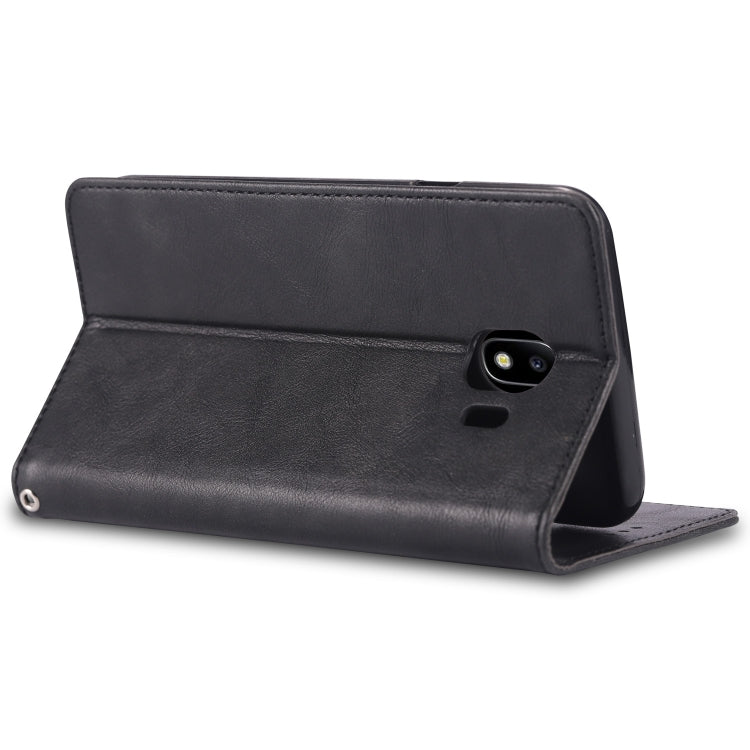 For Galaxy J4 2018 AZNS Retro Texture Magnetic Horizontal Flip PU Leather Case with Holder & Card Slots & Photo Frame