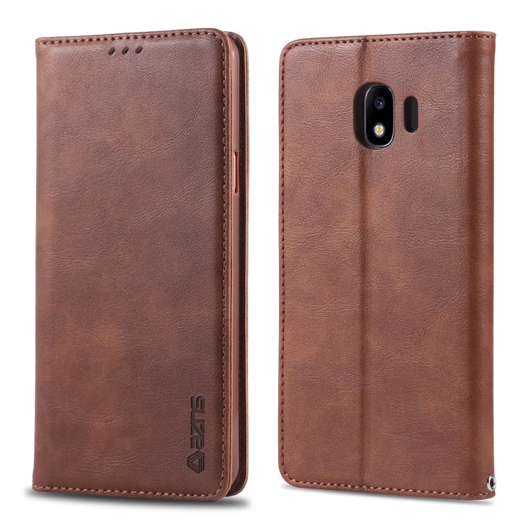 For Galaxy J4 2018 AZNS Retro Texture Magnetic Horizontal Flip PU Leather Case with Holder & Card Slots & Photo Frame