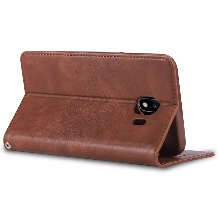 For Galaxy J4 2018 AZNS Retro Texture Magnetic Horizontal Flip PU Leather Case with Holder & Card Slots & Photo Frame