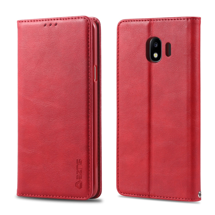 For Galaxy J4 2018 AZNS Retro Texture Magnetic Horizontal Flip PU Leather Case with Holder & Card Slots & Photo Frame
