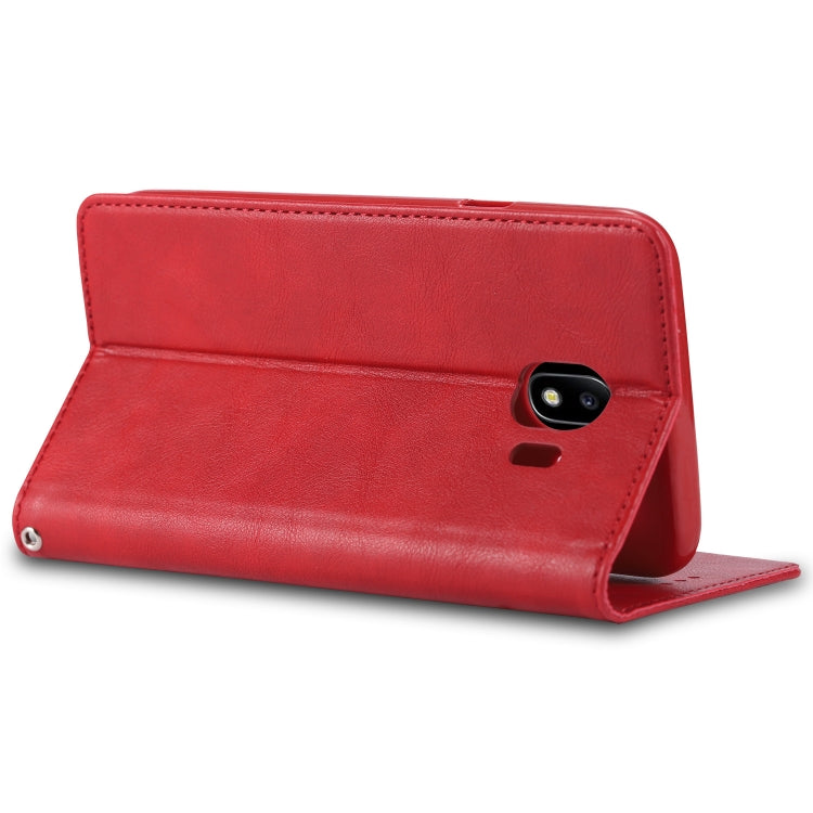 For Galaxy J4 2018 AZNS Retro Texture Magnetic Horizontal Flip PU Leather Case with Holder & Card Slots & Photo Frame