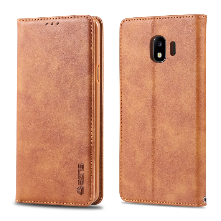 For Galaxy J4 2018 AZNS Retro Texture Magnetic Horizontal Flip PU Leather Case with Holder & Card Slots & Photo Frame