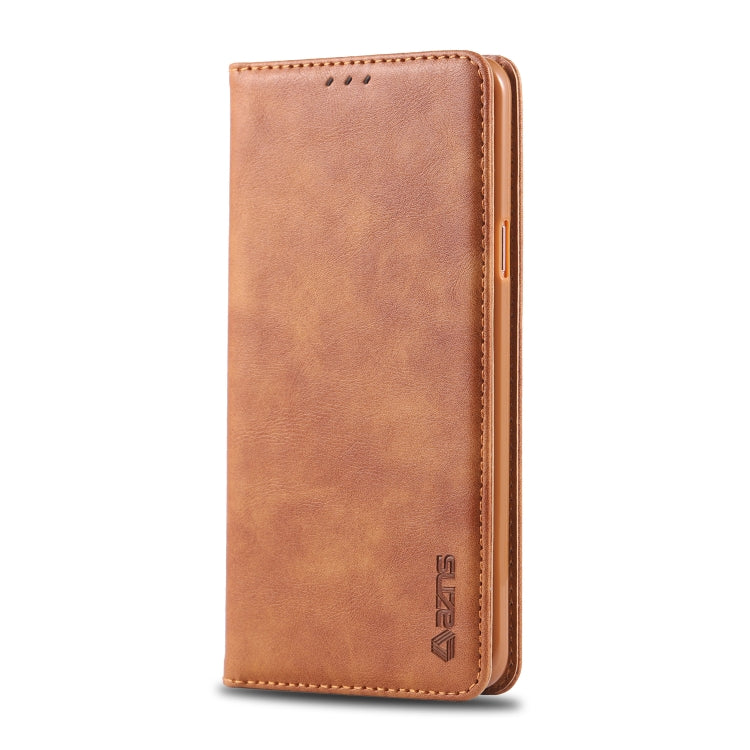 For Galaxy J4 2018 AZNS Retro Texture Magnetic Horizontal Flip PU Leather Case with Holder & Card Slots & Photo Frame
