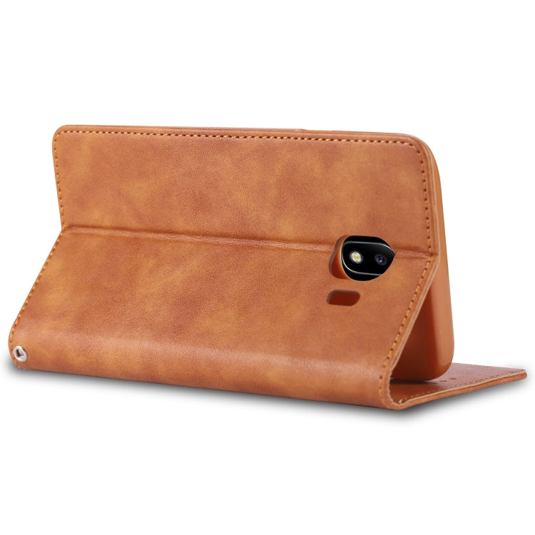 For Galaxy J4 2018 AZNS Retro Texture Magnetic Horizontal Flip PU Leather Case with Holder & Card Slots & Photo Frame