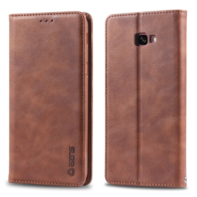 For Galaxy J4 Plus 2018 AZNS Retro Texture Magnetic Horizontal Flip PU Leather Case with Holder & Card Slots & Photo Frame