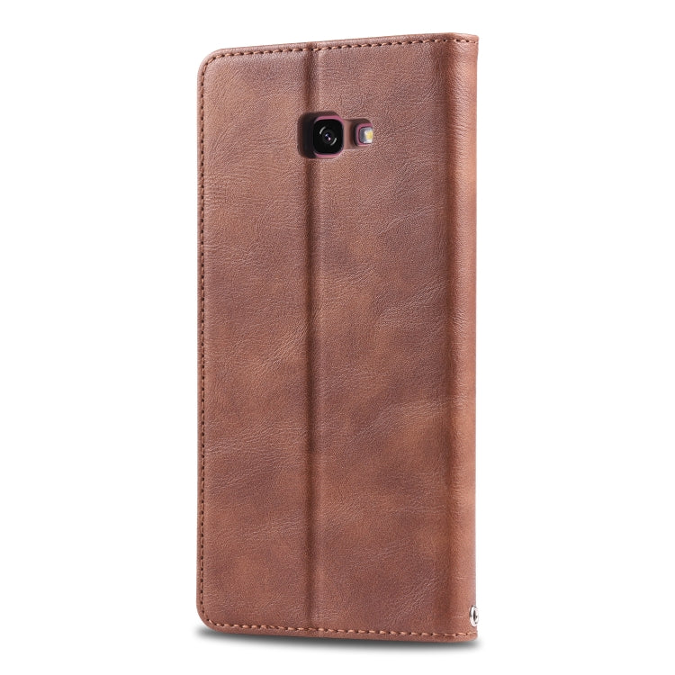 For Galaxy J4 Plus 2018 AZNS Retro Texture Magnetic Horizontal Flip PU Leather Case with Holder & Card Slots & Photo Frame