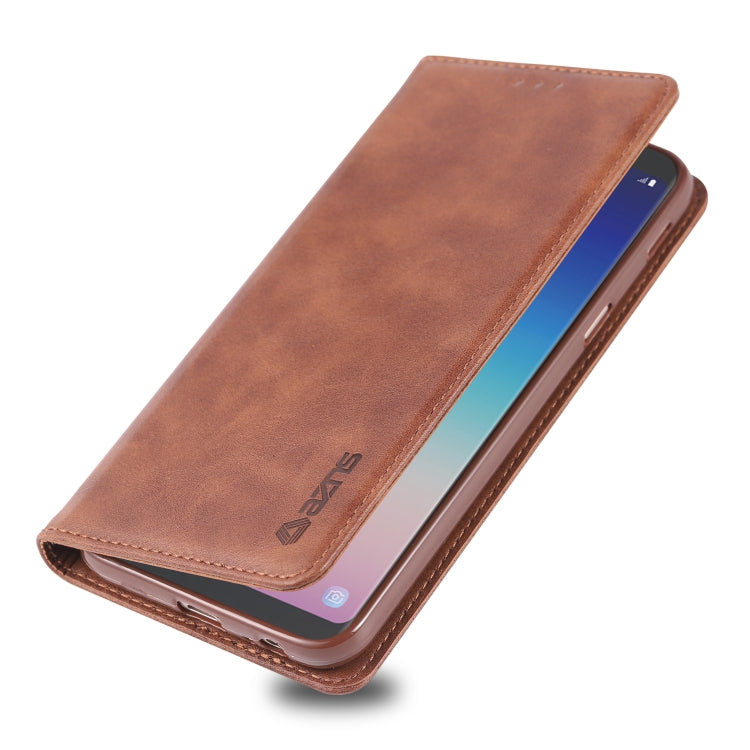 For Galaxy J4 Plus 2018 AZNS Retro Texture Magnetic Horizontal Flip PU Leather Case with Holder & Card Slots & Photo Frame