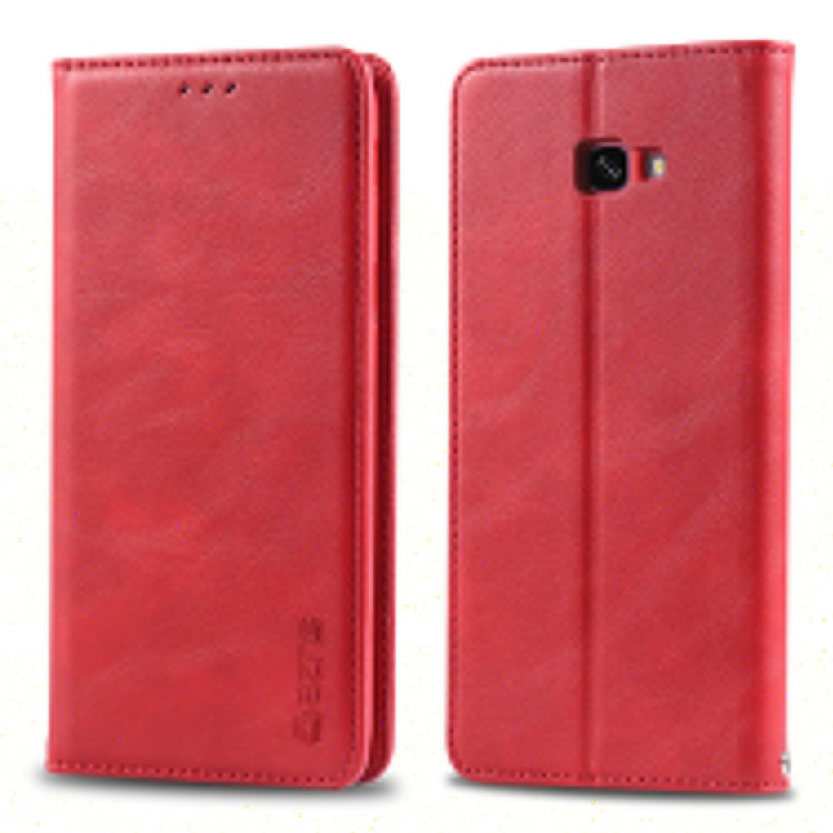 For Galaxy J4 Plus 2018 AZNS Retro Texture Magnetic Horizontal Flip PU Leather Case with Holder & Card Slots & Photo Frame