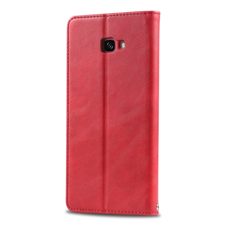 For Galaxy J4 Plus 2018 AZNS Retro Texture Magnetic Horizontal Flip PU Leather Case with Holder & Card Slots & Photo Frame