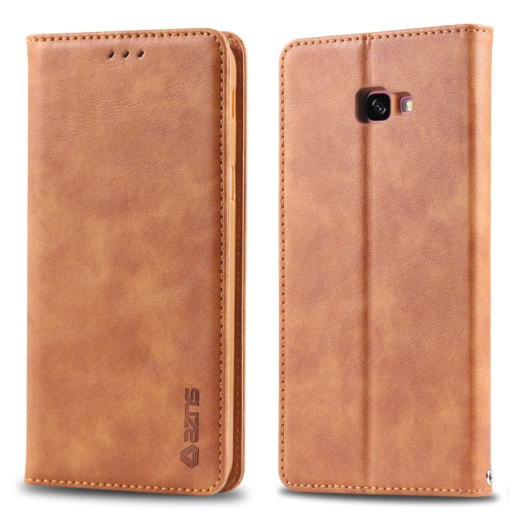 For Galaxy J4 Plus 2018 AZNS Retro Texture Magnetic Horizontal Flip PU Leather Case with Holder & Card Slots & Photo Frame