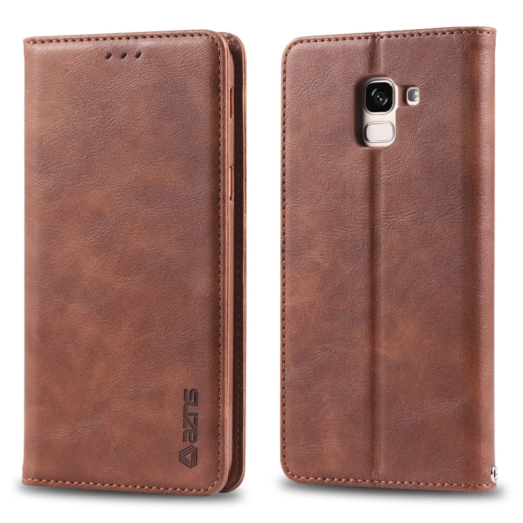 For Galaxy J6 2018 AZNS Retro Texture Magnetic Horizontal Flip PU Leather Case with Holder & Card Slots & Photo Frame