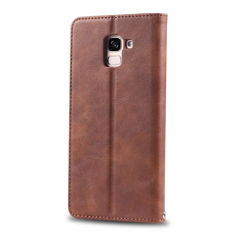 For Galaxy J6 2018 AZNS Retro Texture Magnetic Horizontal Flip PU Leather Case with Holder & Card Slots & Photo Frame