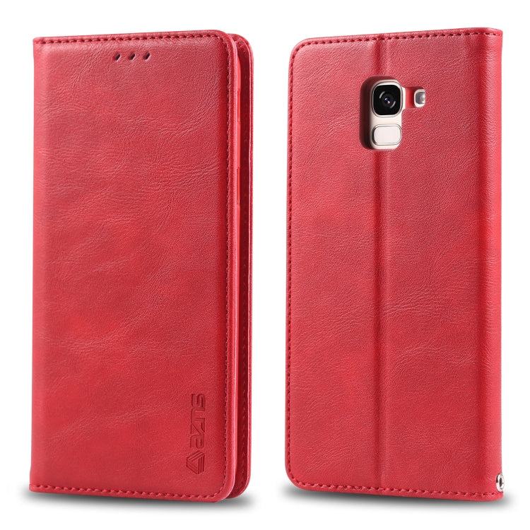 For Galaxy J6 2018 AZNS Retro Texture Magnetic Horizontal Flip PU Leather Case with Holder & Card Slots & Photo Frame