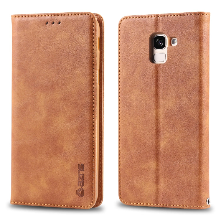 For Galaxy J6 2018 AZNS Retro Texture Magnetic Horizontal Flip PU Leather Case with Holder & Card Slots & Photo Frame