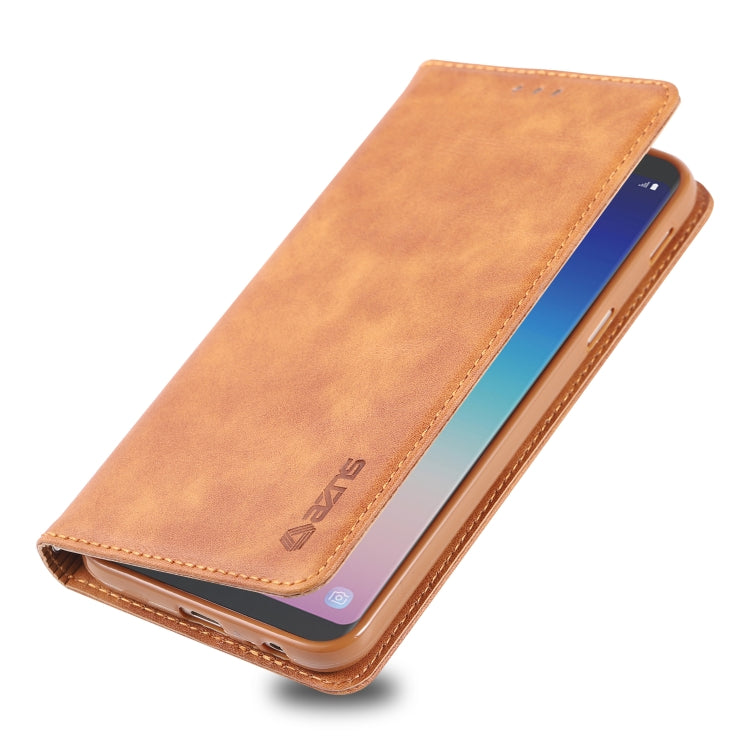 For Galaxy J6 2018 AZNS Retro Texture Magnetic Horizontal Flip PU Leather Case with Holder & Card Slots & Photo Frame