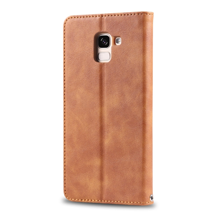 For Galaxy J6 Plus  AZNS Retro Texture Magnetic Horizontal Flip PU Leather Case with Holder & Card Slots & Photo Frame
