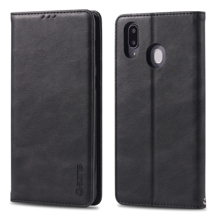 For Galaxy M20 AZNS Retro Texture Magnetic Horizontal Flip PU Leather Case with Holder & Card Slots & Photo Frame
