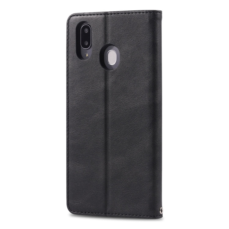 For Galaxy M20 AZNS Retro Texture Magnetic Horizontal Flip PU Leather Case with Holder & Card Slots & Photo Frame