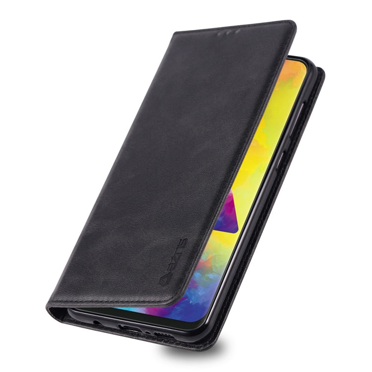 For Galaxy M20 AZNS Retro Texture Magnetic Horizontal Flip PU Leather Case with Holder & Card Slots & Photo Frame
