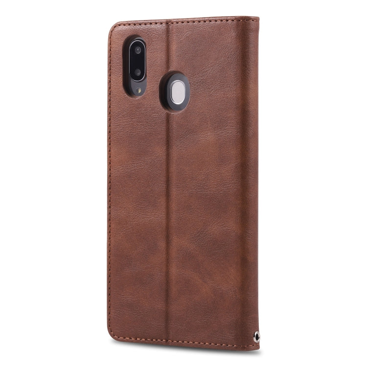 For Galaxy M20 AZNS Retro Texture Magnetic Horizontal Flip PU Leather Case with Holder & Card Slots & Photo Frame