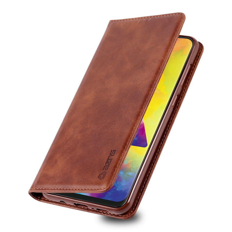 For Galaxy M20 AZNS Retro Texture Magnetic Horizontal Flip PU Leather Case with Holder & Card Slots & Photo Frame