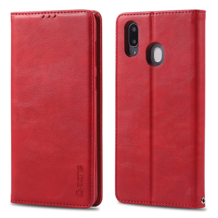 For Galaxy M20 AZNS Retro Texture Magnetic Horizontal Flip PU Leather Case with Holder & Card Slots & Photo Frame