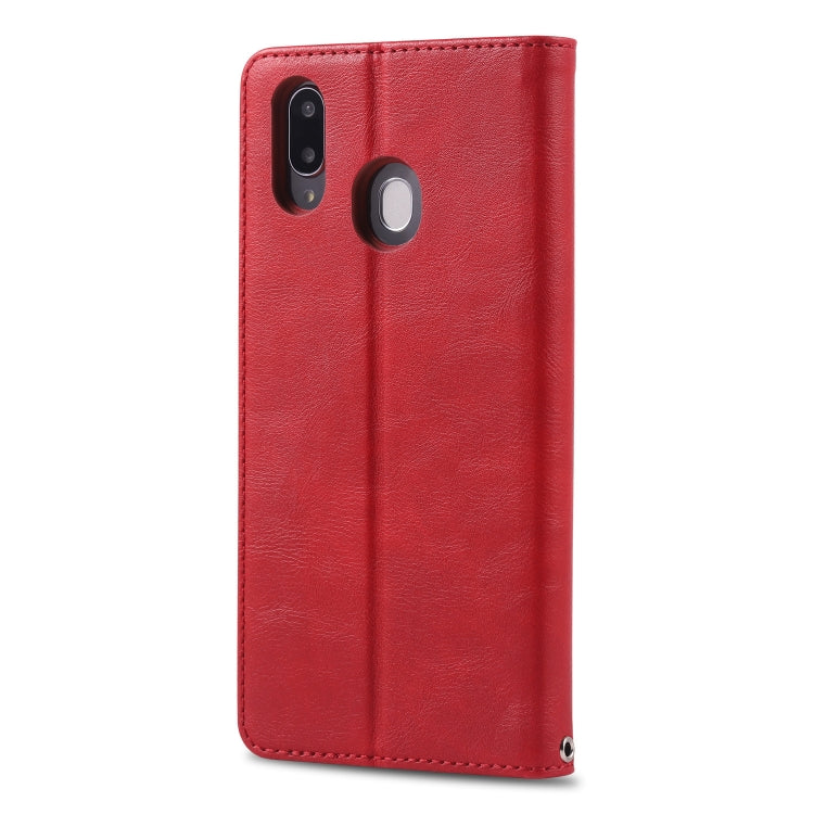 For Galaxy M20 AZNS Retro Texture Magnetic Horizontal Flip PU Leather Case with Holder & Card Slots & Photo Frame