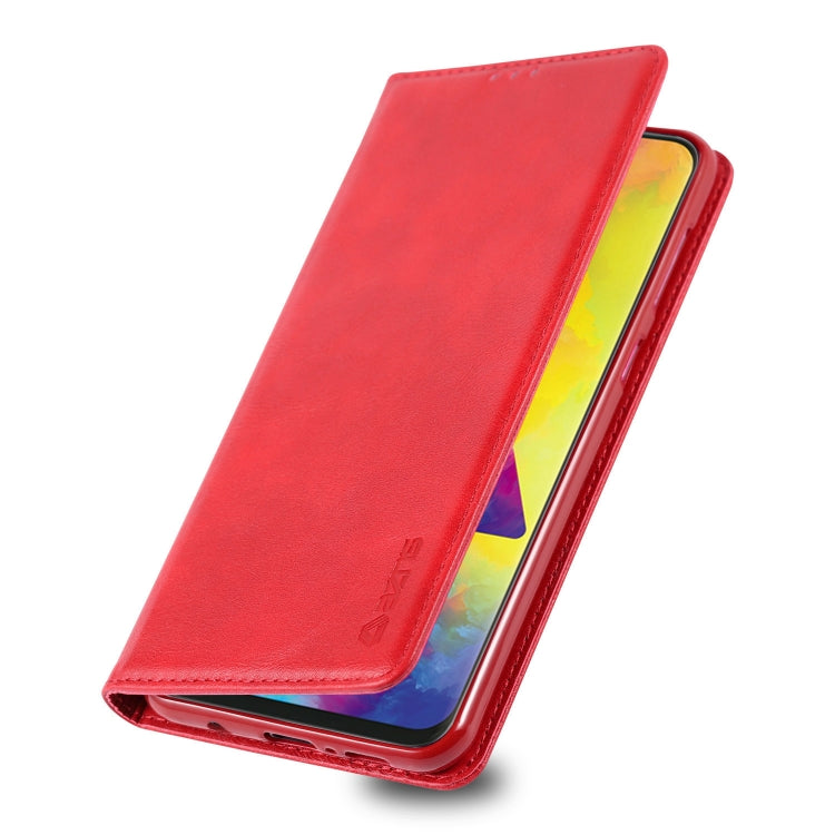 For Galaxy M20 AZNS Retro Texture Magnetic Horizontal Flip PU Leather Case with Holder & Card Slots & Photo Frame