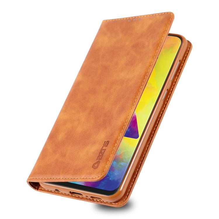 For Galaxy M20 AZNS Retro Texture Magnetic Horizontal Flip PU Leather Case with Holder & Card Slots & Photo Frame