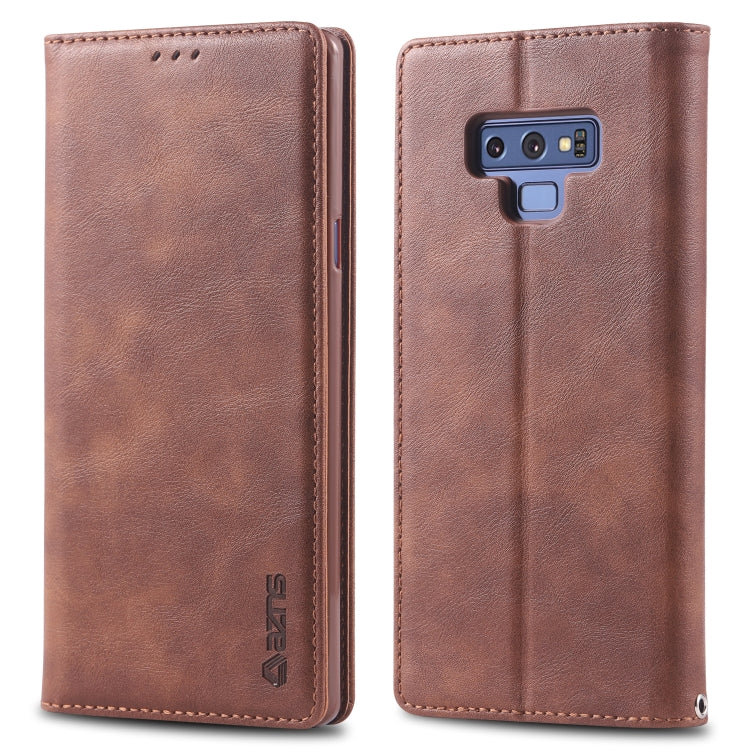 For Galaxy Note 9 AZNS Retro Texture Magnetic Horizontal Flip PU Leather Case with Holder & Card Slots & Photo Frame