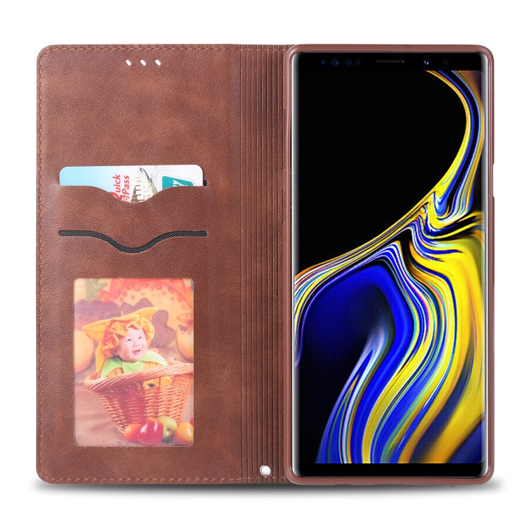 For Galaxy Note 9 AZNS Retro Texture Magnetic Horizontal Flip PU Leather Case with Holder & Card Slots & Photo Frame