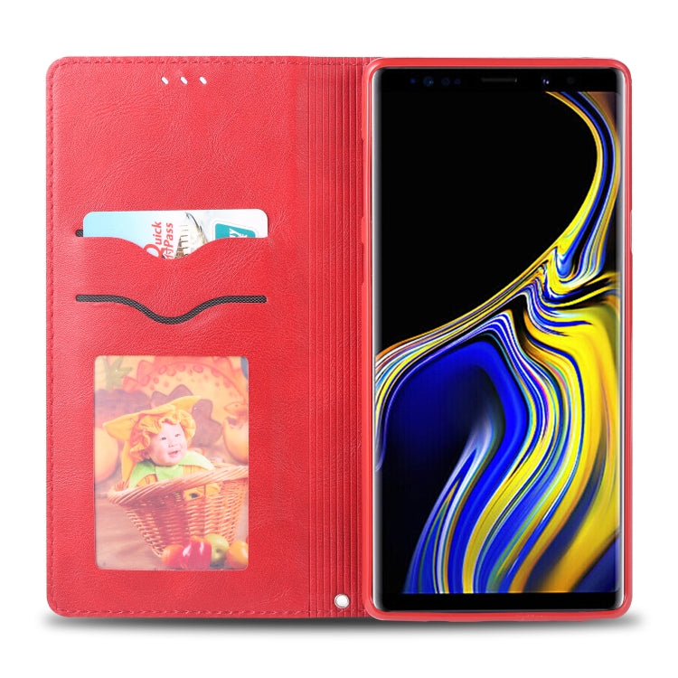 For Galaxy Note 9 AZNS Retro Texture Magnetic Horizontal Flip PU Leather Case with Holder & Card Slots & Photo Frame